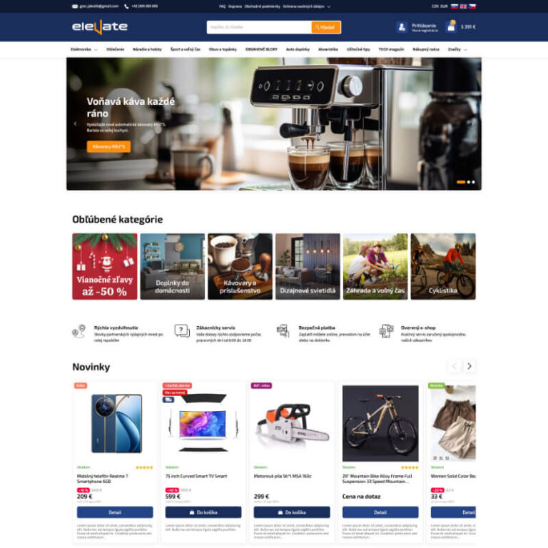 Šablóna Elevate dostupná pre Shoptet
