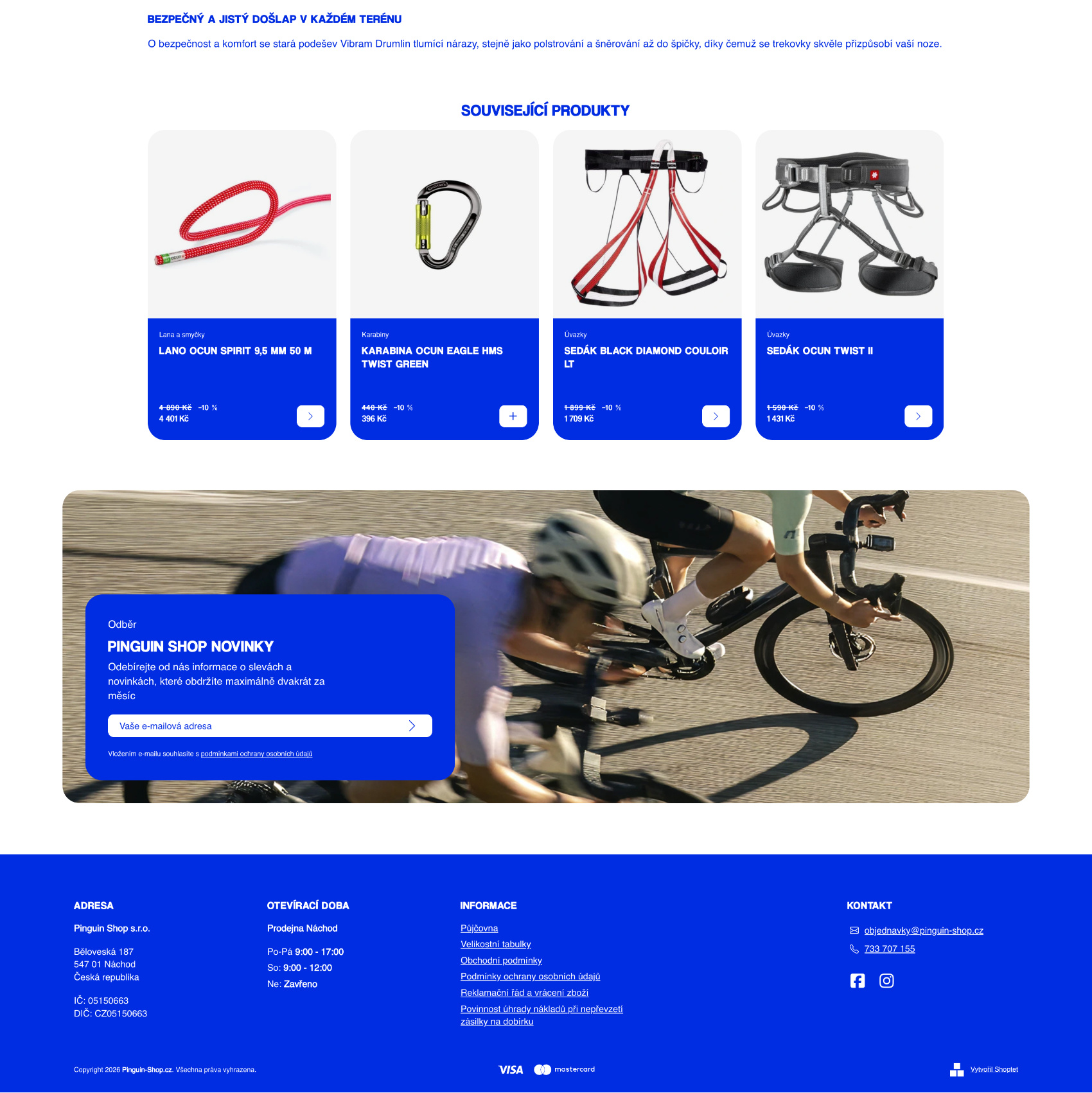 Upravené zobrazenie instagramu a pätičky obchodu s módou